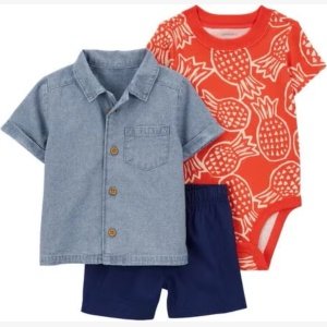 3-Piece Pineapple Little Short Set