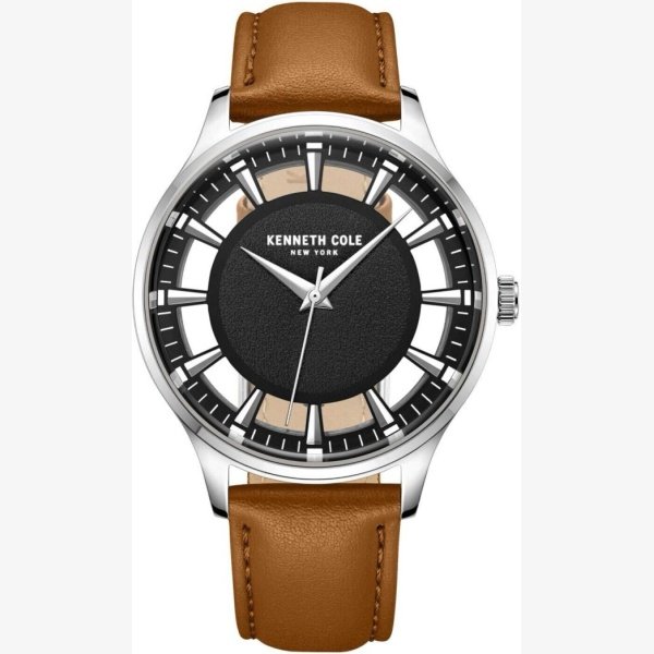 Kenneth Cole New York Brown Transparency Dial Watch Leather Band - Image 3