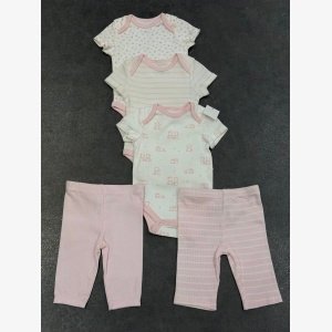 5-PIECE SET BABY BODYSUITS AND LEGGINGS