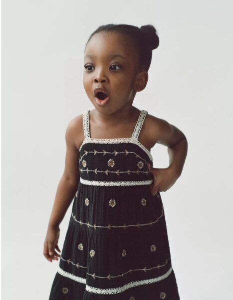 TEXTURED DRESS WITH FLORAL EMBROIDERY - Image 5