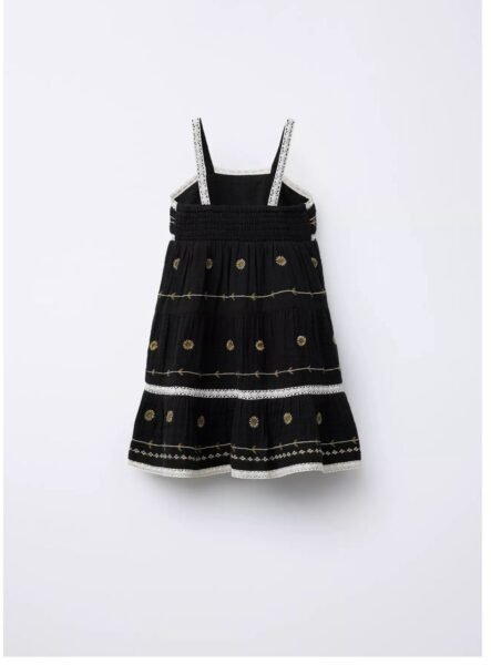 TEXTURED DRESS WITH FLORAL EMBROIDERY - Image 1