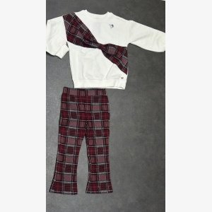 MINI GIRL CHECK BOW SWEAT SET