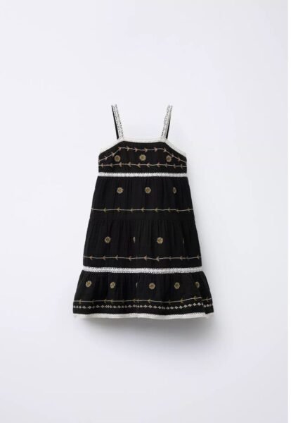 TEXTURED DRESS WITH FLORAL EMBROIDERY - Image 2