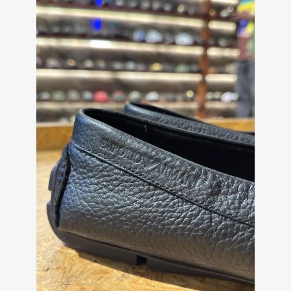 EMPORIO ARMANI TUMBLED-LEATHER DRIVING SHOE - Image 3