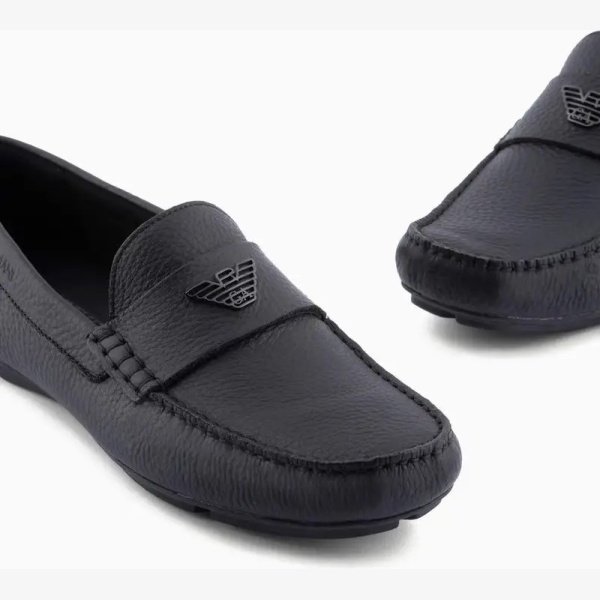 EMPORIO ARMANI TUMBLED-LEATHER DRIVING SHOE - Image 5