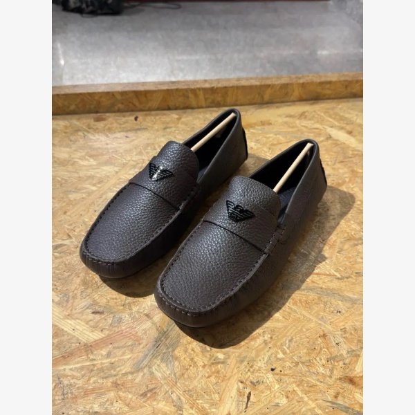 EMPORIO ARMANI TUMBLED-LEATHER DRIVING SHOE - Image 8