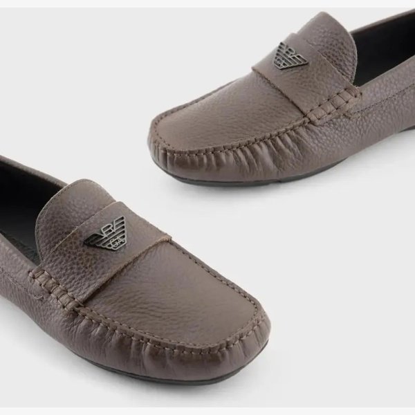 EMPORIO ARMANI TUMBLED-LEATHER DRIVING SHOE - Image 9
