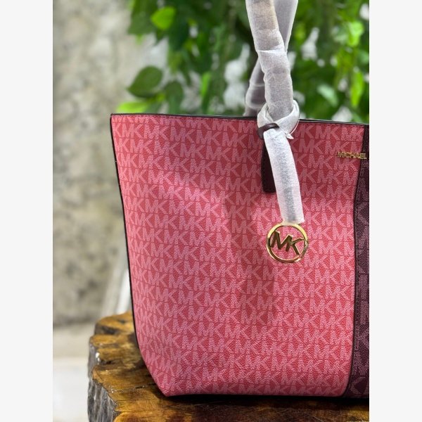 JET SET MEDIUM TWO-TONE LOGO TOTE SHOULDER BAG - Image 6