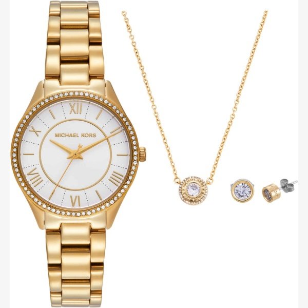LAURYN THREE-HAND STAINLESS STEEL WATCH, EARRINGS AND NECKLACE GIFT SET - Image 9