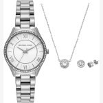 LAURYN THREE-HAND STAINLESS STEEL WATCH, EARRINGS AND NECKLACE GIFT SET - Image 3