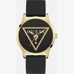 MEN QUARTZ BLACK GOLD TONE ANALOG SILICONE WATCH