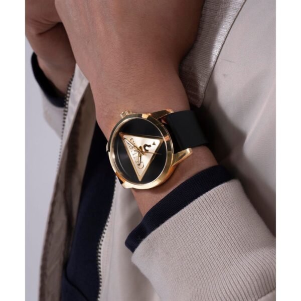 MEN QUARTZ BLACK GOLD TONE ANALOG SILICONE WATCH - Image 6