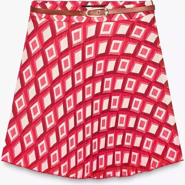 GEOMETRIC PRINT MINI SKIRT WITH BELT - Image 5