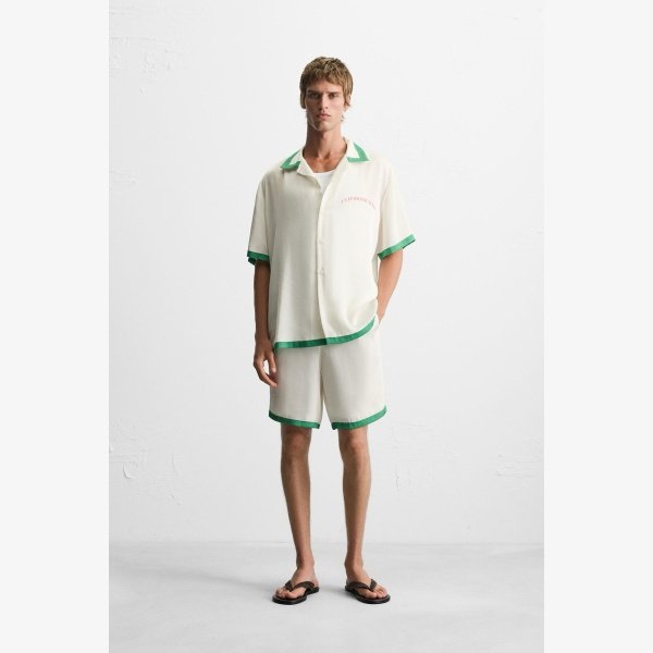 CONTRAST STRIPE SATIN SHIRT - Image 1