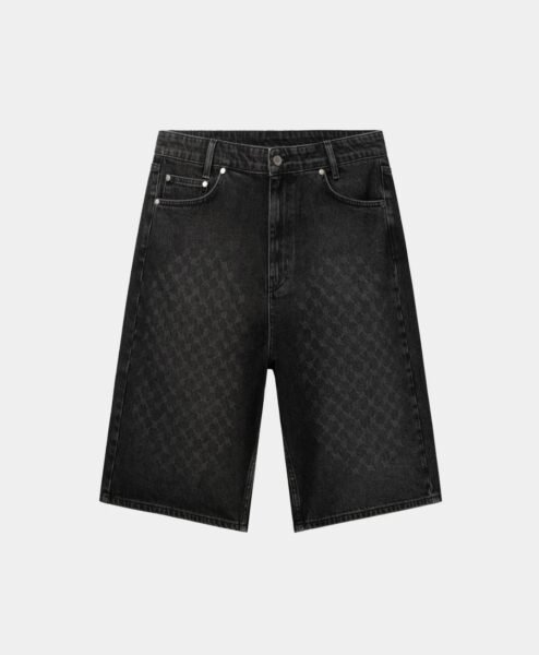 BLACK LASER MONOGRAM DENIM SHORTS - Image 1
