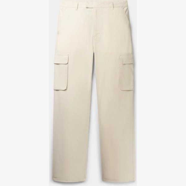 BEIGE LINEN CARGO PANTS - Image 1