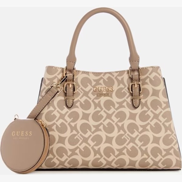 GUESS AENGUS LOGO SATCHEL-BROWN - Image 1
