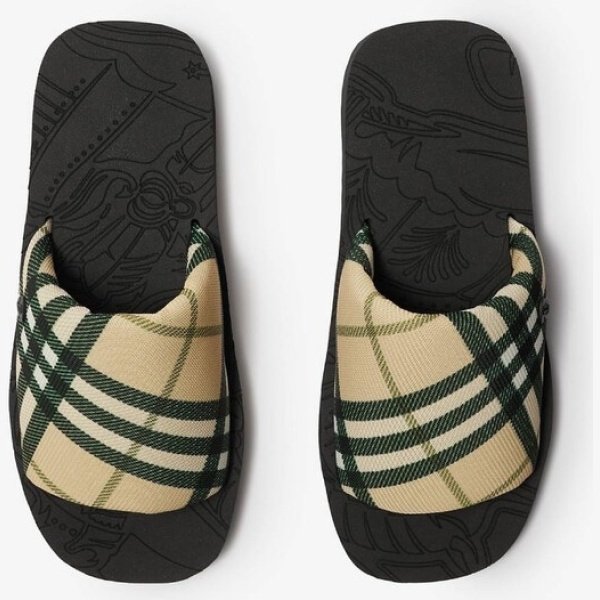 BURBERRY CHECK TREK SLIDES - Image 1