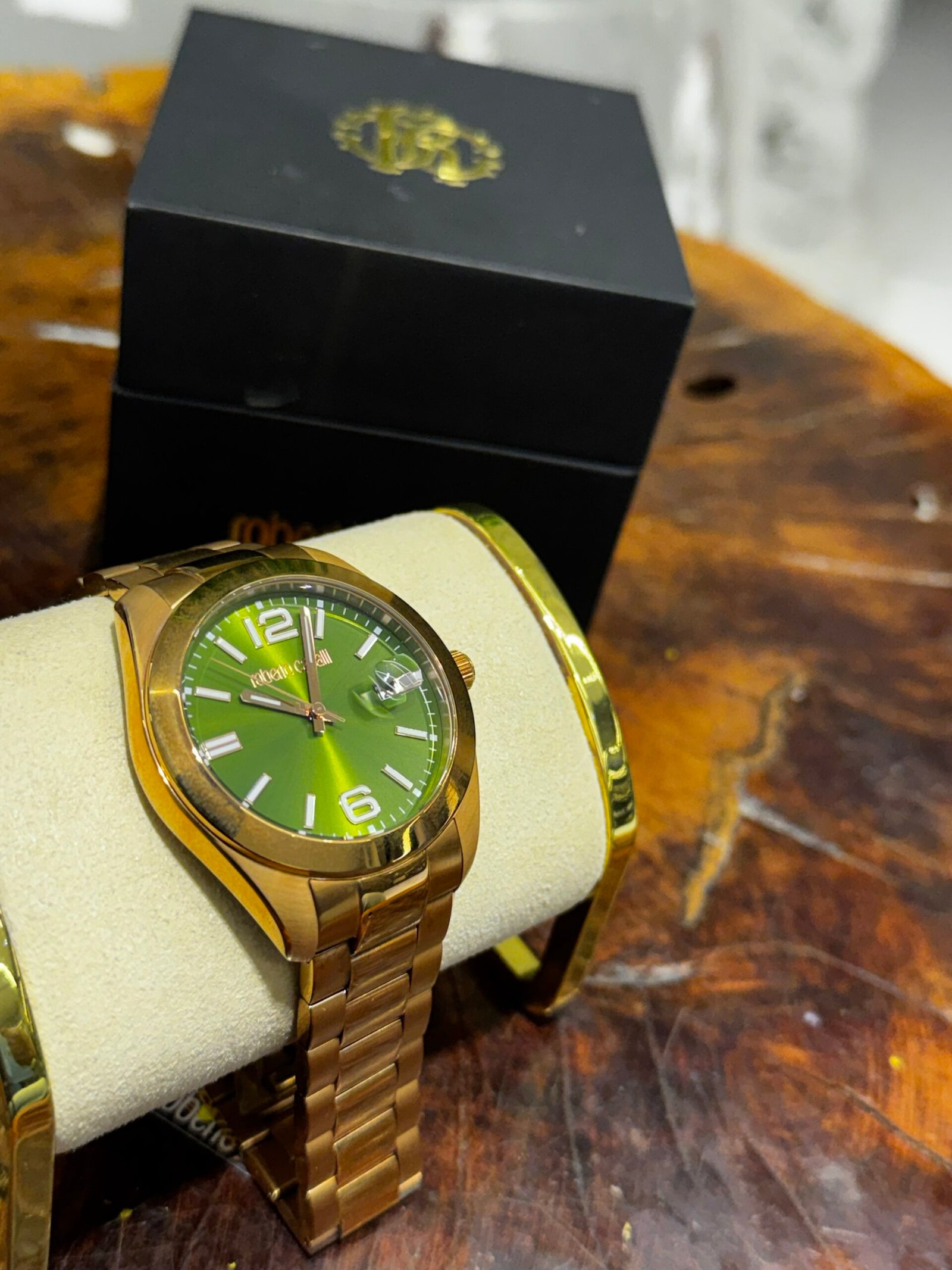 img_3038-2 ROBERTO CAVLLI MEN’S CLASSIC GREEN DIAL WATCH - Image 1