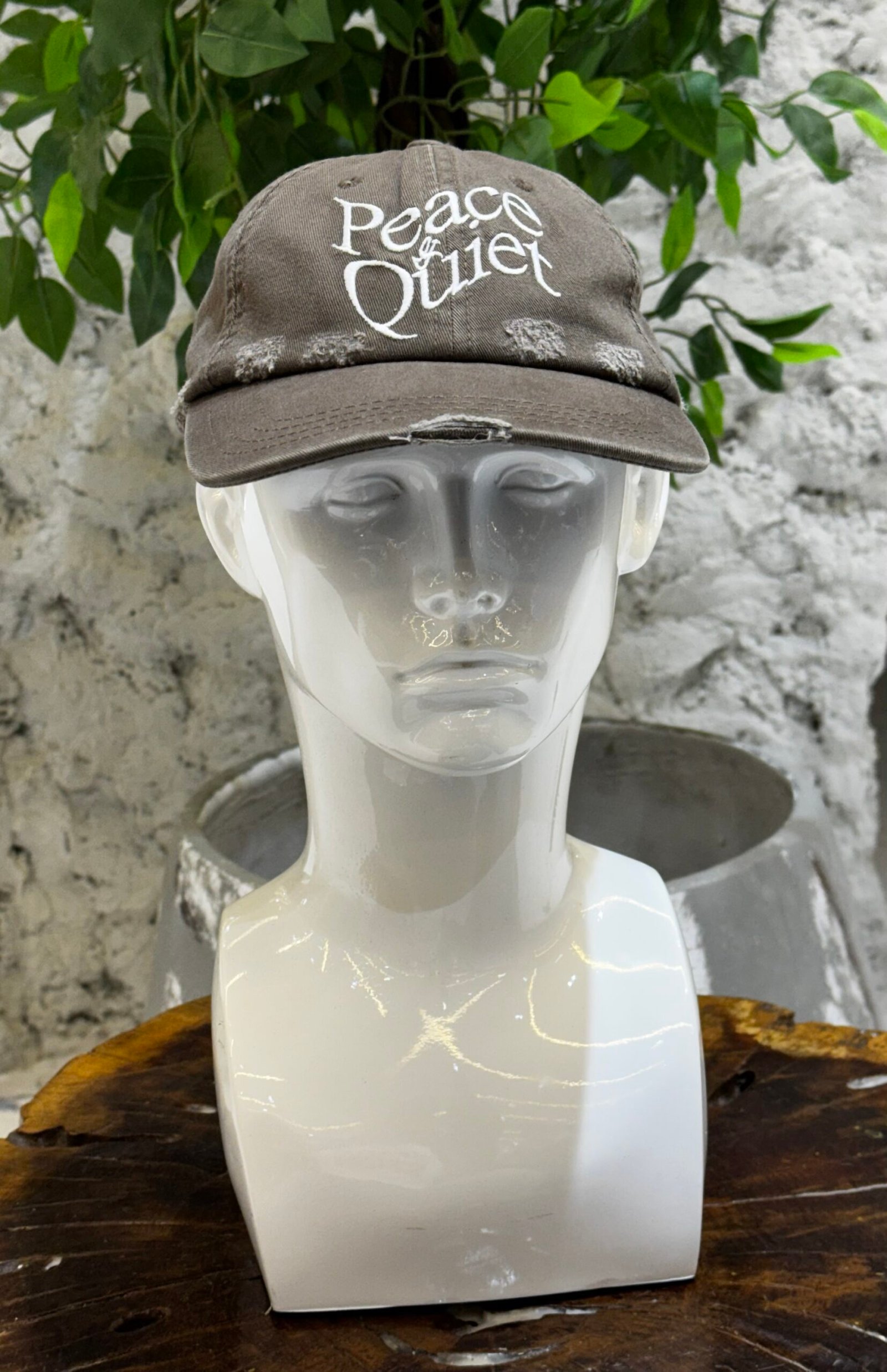 img_3110-2 Museum of Peace & Quiet Warped Wordmark Distressed Dad Face Cap - Image 1