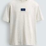 Zara Contrast Print T-Shirt in Grey Marl.