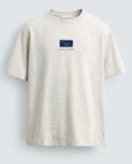 Zara Contrast Print T-Shirt in Grey Marl.
