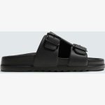 Zara Double-Strap Rubberised Sandals in black. - Image 4