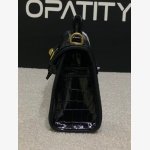 black crocodile-embossed handbag from the brand JW PEI It features a classic structured silhouette with a croc-embossed texture and sleek gold-tone hardware. - Image 5