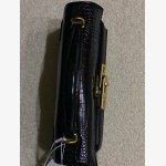 black crocodile-embossed handbag from the brand JW PEI It features a classic structured silhouette with a croc-embossed texture and sleek gold-tone hardware. - Image 2