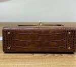 ELISE LARGE CROC - EMBOSSED TOP HANDLE BAG- CHESTNUT BROWN - Image 7