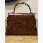 ELISE LARGE CROC - EMBOSSED TOP HANDLE BAG- CHESTNUT BROWN - Image 8