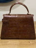 ELISE LARGE CROC - EMBOSSED TOP HANDLE BAG- CHESTNUT BROWN - Image 8