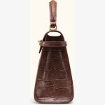 ELISE LARGE CROC - EMBOSSED TOP HANDLE BAG- CHESTNUT BROWN - Image 6