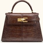ELISE LARGE CROC - EMBOSSED TOP HANDLE BAG- CHESTNUT BROWN - Image 4