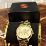 MICHAEL KORS SLIM RUNWAY THREE-HAND GOLD-TONE STAINLESS STEEL WATCH