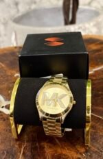 MICHAEL KORS SLIM RUNWAY THREE-HAND GOLD-TONE STAINLESS STEEL WATCH