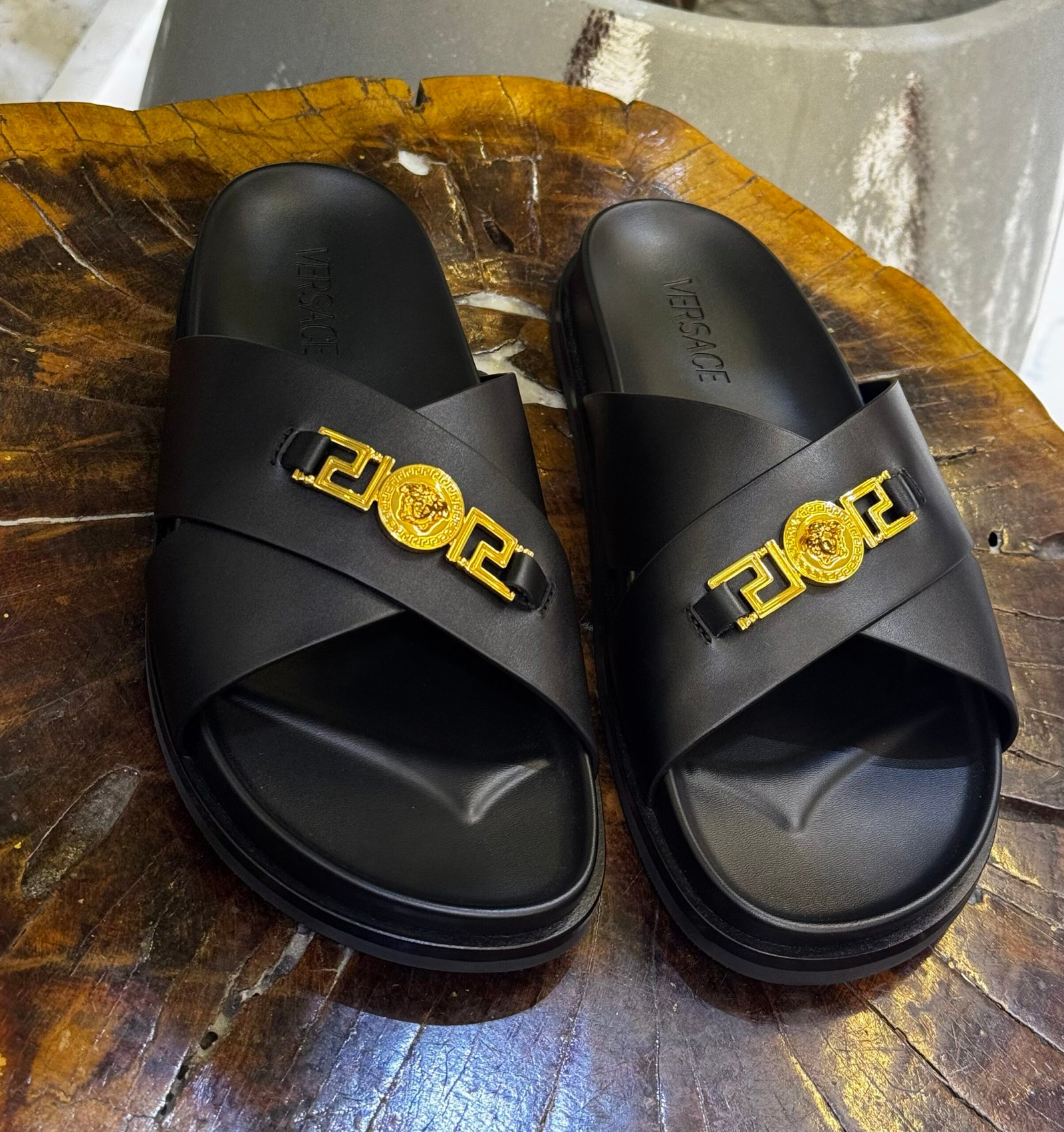 img_0843-2 VERSACE VITELLO SANDAL - Image 1