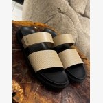 EMBOSSED SLIDE SANDALS