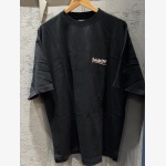 BALENCIAGA -Unisex Black Distressed Jersey Campaign Oversized T-Shirt - Image 2