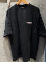 BALENCIAGA -Unisex Black Distressed Jersey Campaign Oversized T-Shirt - Image 2