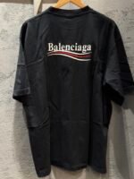 BALENCIAGA -Unisex Black Distressed Jersey Campaign Oversized T-Shirt - Image 3