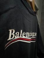 BALENCIAGA -Unisex Black Distressed Jersey Campaign Oversized T-Shirt - Image 4