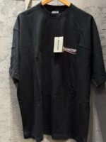 BALENCIAGA -Unisex Black Distressed Jersey Campaign Oversized T-Shirt - Image 5