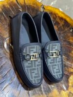 FENDI O’LOCK FF JACQUARD DRIVER LOAFERS