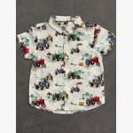 White Tractor Print Cath Kidston 100% Cotton Short Sleeve Shirt