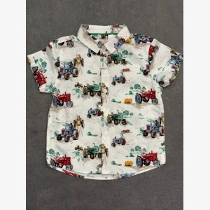 White Tractor Print Cath Kidston 100% Cotton Short Sleeve Shirt