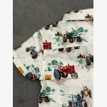 White Tractor Print Cath Kidston 100% Cotton Short Sleeve Shirt - Image 4