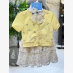 Floral Short Sleeve Cardigan & Tiered Skirt Set