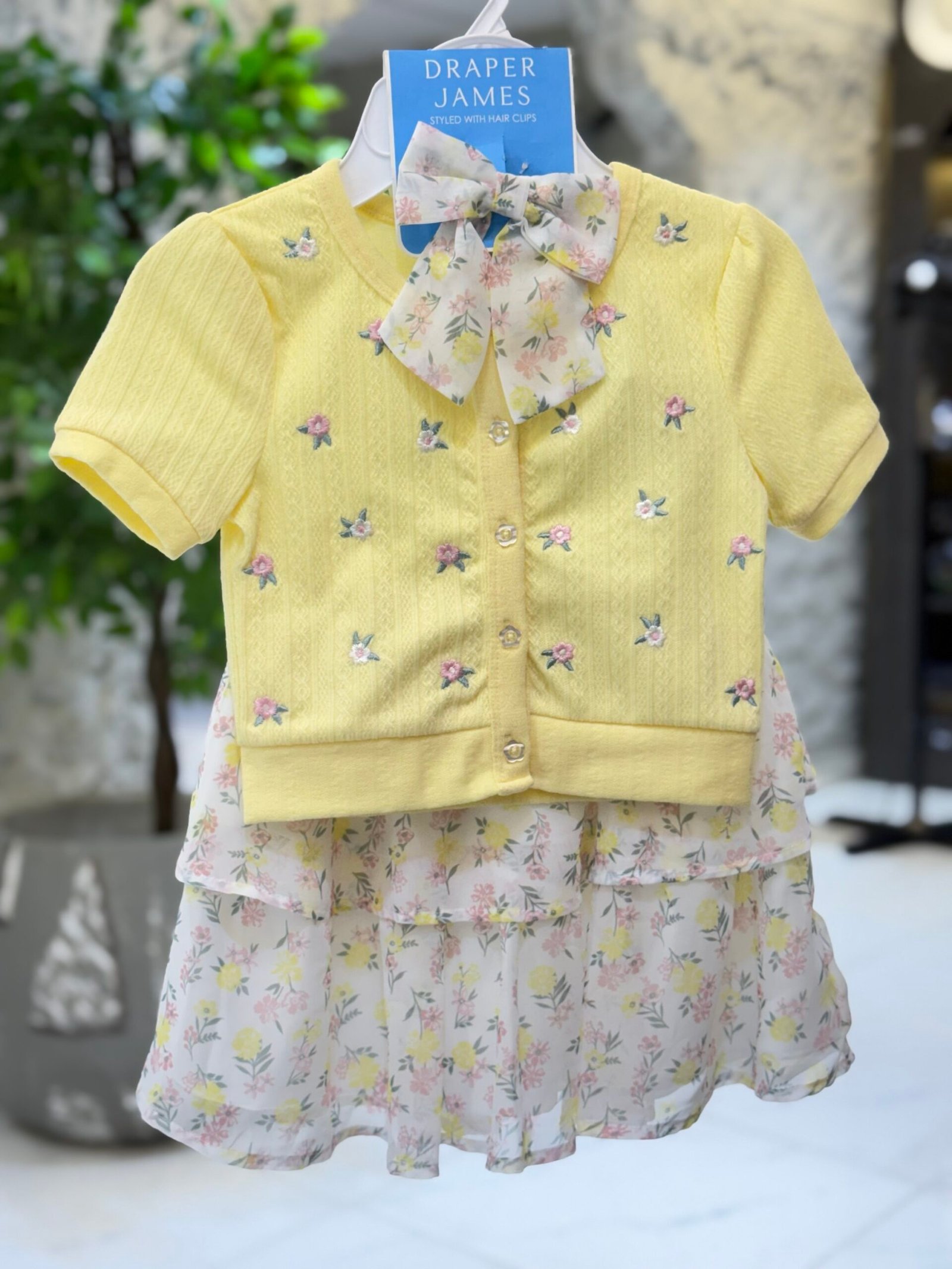img_1108-6 Floral Short Sleeve Cardigan & Tiered Skirt Set - Image 1
