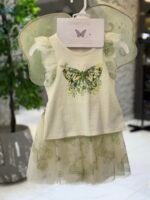 Toddler Girl Green Butterfly 3PC Dress & Wings Set